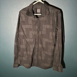 Vintage Armani Exchange Men’s Black Button Down Men Shirt Sz Medium
